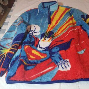 Superman Boys Quarter Zip Sherpa Pullover Size M 8